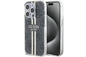 Telefon - Pokrowiec i etui - GUESS IML 4G Gold Stripe case for iPhone 15 Pro - black - 3666339222703
