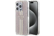 Telefon - Pokrowiec i etui - GUESS IML 4G Gold Stripe case for iPhone 15 Pro - pink - 3666339223120