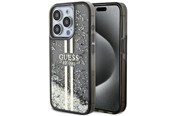 Telefon - Pokrowiec i etui - GUESS Liquid Glitter Gold Stripes case for iPhone 15 Pro - black - 3666339223540