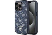 Telefon - Pokrowiec i etui - GUESS 4G Triangle Metal Logo case for iPhone 15 Pro - blue - 3666339225926