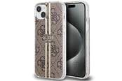 Telefon - Pokrowiec i etui - GUESS IML 4G Gold Stripe case for iPhone 15 Plus / 14 Plus - brown - 3666339222833