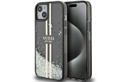 Telefon - Pokrowiec i etui - GUESS Liquid Glitter Gold Stripes case for iPhone 15 Plus / 14 Plus - black - 3666339223533