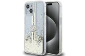Telefon - Pokrowiec i etui - GUESS Liquid Glitter Gold Stripes case for iPhone 15 Plus / 14 Plus - transparent - 3666339223953