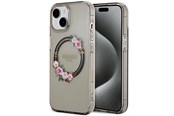 Telefon - Pokrowiec i etui - GUESS IML Flowers Wreath MagSafe case for iPhone 15 / 14 / 13 - black - 3666339221287