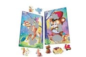 Puzzle - Larsen Puzzles "Cute Animals" Puzzle – 2 assorted designs (fallow deer + drummer) – 14 pieces Midi (28.5 cm x 18.3 cm) Podłoga - CU1