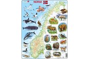 Puzzle - Larsen Puzzles Physical map puzzle of Norway with animals – 62 pieces Maxi (36.5 x 28.5 cm) Podłoga - K68