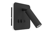 Lampy - EGLO FANZAROTTA 1 SPOT KWADRATOWY H145 Z/WYŁ.+ USB-C CZARNY - 902163