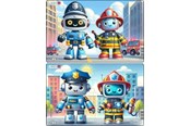 Puzzle - Larsen Puzzles Friendly City Robots Puzzle – 10 pieces Midi (28.5 cm x 18.3 cm) 2 assorted designs Podłoga - U25