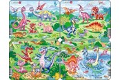 Puzzle - Larsen Puzzles "Legendary Dinosaurs" Puzzle 4 assorted designs – 7 pieces Mini (18.3 x 14.3 cm) Podłoga - V6
