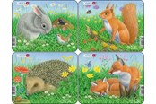 Puzzle - Larsen Puzzles Rabbit squirrel hedgehog and fox puzzle – 4 assorted designs – 5 pieces Mini (18.3 x 14.3 cm) Podłoga - Z12