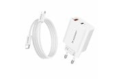 Telefon - Adapter i Ładowarka - Wozinsky WLS-20W - 20W USB-A & USB-C Wall Charger (Incl. 1m USB-C to USB-C Cable) - White - 5907769388149