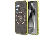 Telefon - Pokrowiec i etui - GUESS 4G Glitter Triangle Buttons MagSafe Case for Samsung Galaxy S25 Brown - 3666339449599