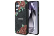 Telefon - Pokrowiec i etui - GUESS Leather 4G Flowers Print Metal Classic Logo MagSafe Case for Samsung Galaxy S25 - Black - 3666339449261