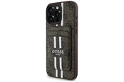 Telefon - Pokrowiec i etui - GUESS 4G Stripes case with Magsafe wallet for iPhone 16 Pro Max brown - 3666339342593