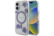 Telefon - Pokrowiec i etui - GUESS Resin Flowers Glitter MagSafe case for iPhone 16 - purple - 3666339354251