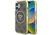 Telefon - Pokrowiec i etui - GUESS IML Metal Glitter 4G Circle Triangle MagSafe Case for iPhone 16 - Brown - 3666339430214