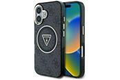 Telefon - Pokrowiec i etui - GUESS IML Metal Glitter 4G Circle Triangle MagSafe Case for iPhone 16 - Black - 3666339430061