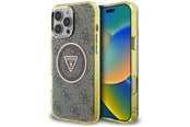 Telefon - Pokrowiec i etui - GUESS IML Metal Glitter 4G Circle Triangle MagSafe Case for iPhone 16 Pro - Brown - 3666339430238