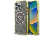 Telefon - Pokrowiec i etui - GUESS IML Metal Glitter 4G Circle Triangle MagSafe Case for iPhone 16 Pro Max - Brown - 3666339430245