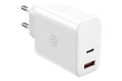 Telefon - Adapter i Ładowarka - ESSENTIALS by UPSTRÖM 65W Dual Port GaN Charger - USB-C & USB-A | 2 Ports - White - GC650-E