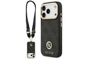 Telefon - Pokrowiec i etui - GUESS 4G Strass Logo & Big Strap Metal Buttons MagSafe Case for iPhone 17 Pro - Black - 3666339550820