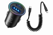 Ładowanie samochodów elektrycznych - SiGN 60W Car Charger with Coiled USB-C to USB-C Cable - Black - SN-CAR-60W-PAK