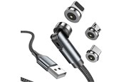 Kabel USB - SiGN 3-in-1 360° Magnetic Cable Lightning - USB-C - Micro-USB - 2.4A - Black - SN-1224X2