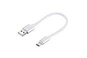 Kabel USB - SiGN Kort USB-C-Cable with Nylon Fabric 2.4A - 12W - 20cm - Silver - SAS0459S
