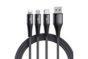 Kabel USB - SiGN 3-in-1 Cable Lightning - USB-C - Micro-USB - 3A - 1.2m - Black - SN-1230G4