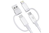 Kabel USB - SiGN 4in1 USB-A/USB-C to Lightning/USB-C cable 60W/3A - 1m - White - SN-1T4ACLC