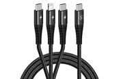 Kabel USB - SiGN 3-in-1 USB-C cable Lightning 27W & 2x USB-C 60W - Black - SN-CAB3i1