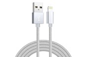Kabel USB - SiGN USB-A to Lightning Cable - 2.1A - 2m - Nylon - Silver - SNCAB-LIGH2MSIL