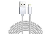 Kabel USB - SiGN USB to Lightning Cable - 2.1A - 3m - Nylon - Silver - SNCAB-LIGH3MSIL