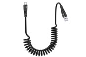 Kabel USB - SiGN 15W Coiled USB-A to USB-C Fast Charging Cable for Car - Black - SNCAB-SPRING15W
