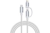Kabel USB - SiGN 2in1 USB-C to USB-C 60W PD 3A / Lightning 27W cable - 1m - White - SN-CCLPD1M