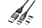 Kabel USB - SiGN Magnetic cable 3-in-1 USB-C - Lightning - Micro-USB 2.4A - 1 m - Black - SNMAG-MTLBL