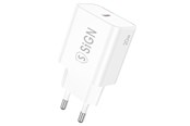 Telefon - Adapter i Ładowarka - SiGN Wall Charger USB-C PD - 20W - White - SN-076PDW
