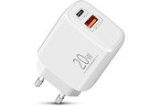 Telefon - Adapter i Ładowarka - SiGN GaN Quick Charger USB & USB-C - PD & Q.C3.0 - 3A - 20W - White - SN-20PD-WH