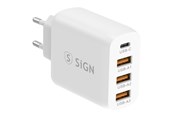 Telefon - Adapter i Ładowarka - SiGN Fast Charger USB-C & 3xUSB-A - PD & QC 3.0 - 36W - White - SN-A4Q