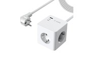 Telefon - Adapter i Ładowarka - SiGN PowerCombo Cube Wall Charger 3680w - 2x USB-C - 1x USB-A - 3x AC - 16A - 20W - White - SN-E27