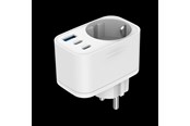 Telefon - Adapter i Ładowarka - SiGN Wall adapter 30W with power outlet/USB-C/USB-A - white - SN-PLUG30W