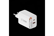 Telefon - Adapter i Ładowarka - SiGN GaN Fast Charger USB-C/USB-A 40W with extendable USB-C cable - White - SN-TC-40W