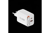 Telefon - Adapter i Ładowarka - SiGN GaN Fast Charger USB-C/USB-A 65W with extendable USB-C cable - White - SN-TC-67W