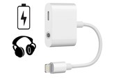 Kabel audio - SiGN Lightning to 3.5mm Adapter for Audio & Charging - 12W - 10cm - White - SN-IPHL35