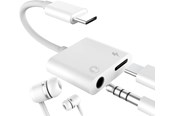 Kabel audio - SiGN USB-C to 3.5mm AUX Adapter - 3A - Charge & Listen - White - SN-PDC35
