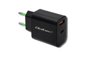 Telefon - Adapter i Ładowarka - Qoltec 51713 ładowarka sieciowa USB-C - 18 W - black - 51713