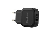 Telefon - Adapter i Ładowarka - Qoltec Zasilacz 50191 - 3 x USB-A - 17 W - Black - 50191