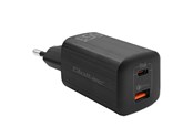 Telefon - Adapter i Ładowarka - Qoltec GaN ULTRA 50766 zasilacz - 65 W - USB-C i USB-A - Black - 50766