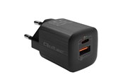 Telefon - Adapter i Ładowarka - Qoltec GaN ULTRA 50764 - szybka ładowarka 35W USB-C/USB-A - black - 50764