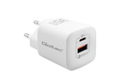 Telefon - Adapter i Ładowarka - Qoltec Zasilacz GaN 50763 - 35 W - USB-C i USB-A - Biały - 50763